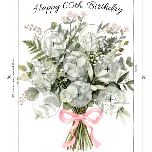 AUS-CUPCAKE BOX INSERT TEMPLATES  60th B'day Bouquet white & pink