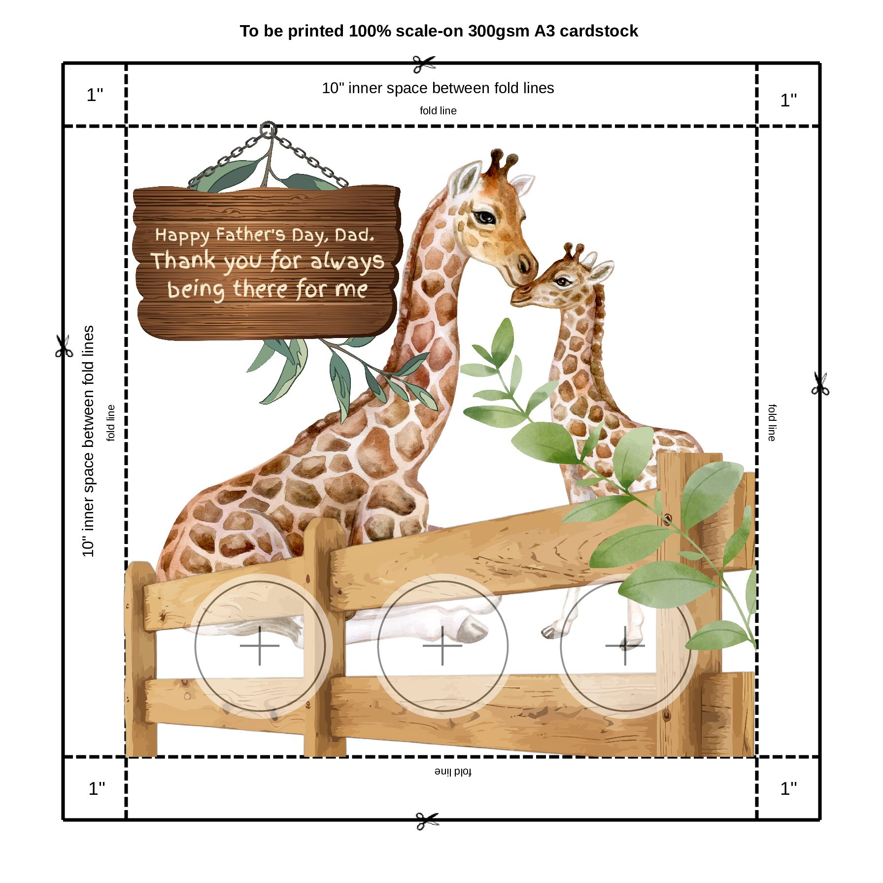 Fathers Day Giraffe 3 cc  CUPCAKE BOX INSERT TEMPLATES