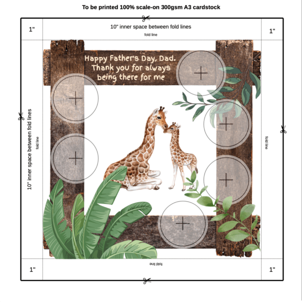 Fathers Day Giraffe 7cc  CUPCAKE BOX INSERT TEMPLATES