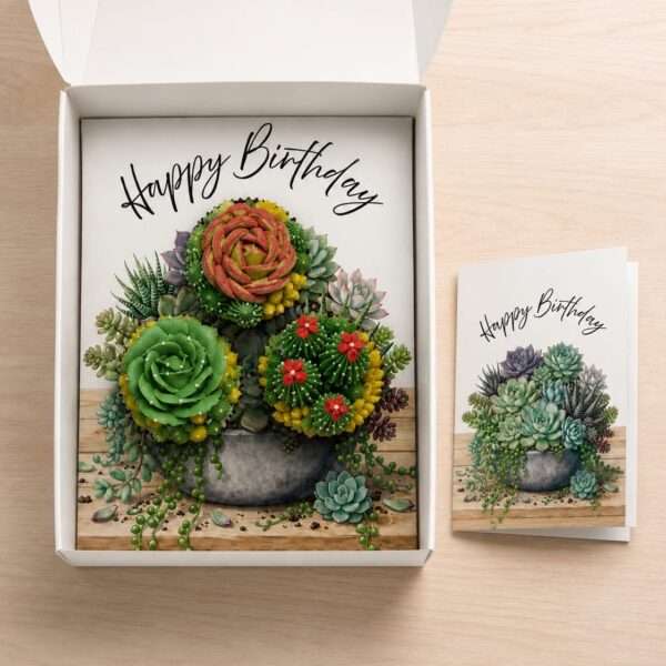 US-7x10" CUPCAKE BOX INSERT TEMPLATES SUCCULENTS HBD